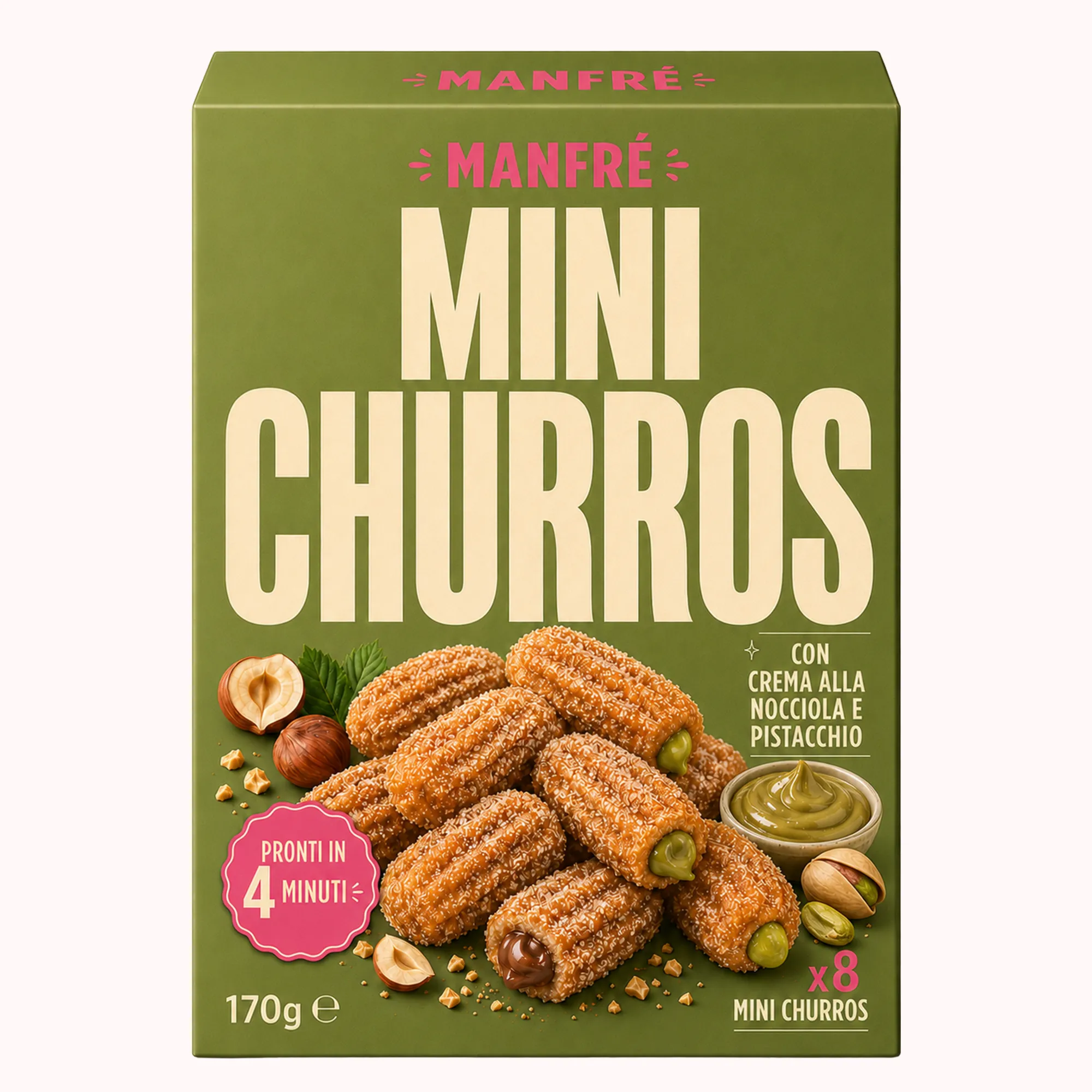 Manfrè Mini Churros Nocciola e Pistacchio